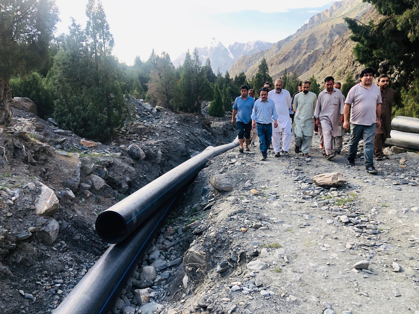 On the directives of Chief Secretary GB,  Secretary Water Management & Irrigation Department GB visited Irrigation and Land Development scheme Shamsabad Ishkoman to look into complaints of public in execution of the project.