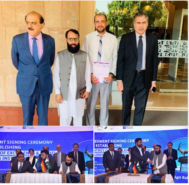 سلام آباد۔ اسلام آباد میں گلگت بلتستان،بلوچستان اور خیبر پختونخوا کے TEVT (ٹیویٹ)  اداروں کو (Centres of Excellence) میں تبدیل کرنے کے معاہدے پر دستخط کیے گئے۔